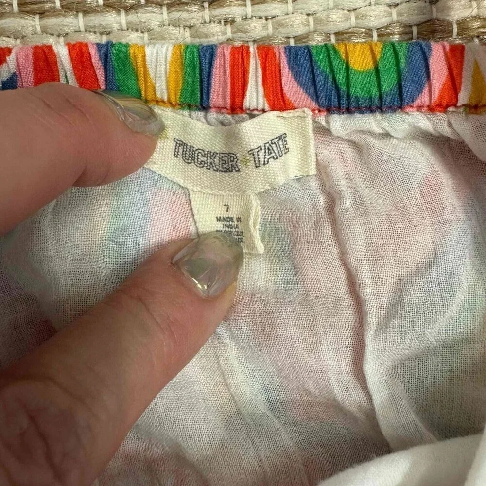 Tucker + Tate Girl Tiered Dress Cotton Sleeveless Playful Rainbow Summer Multi 7